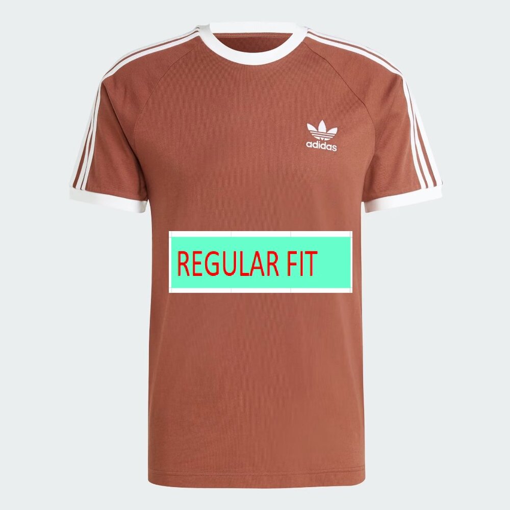 Adidas Classics Original 3 Stripes Tee Shirt Trefoil Retro Men New Brown